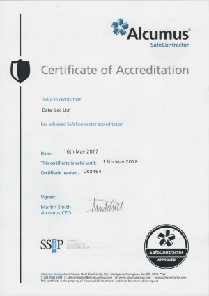 Alcumus Safecontractor Certificate